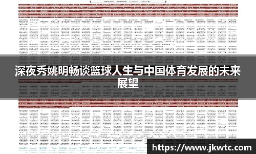 深夜秀姚明畅谈篮球人生与中国体育发展的未来展望